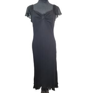 Jones New York Regency Silk Beaded Accent Evening Gown Dress Black Womens 10